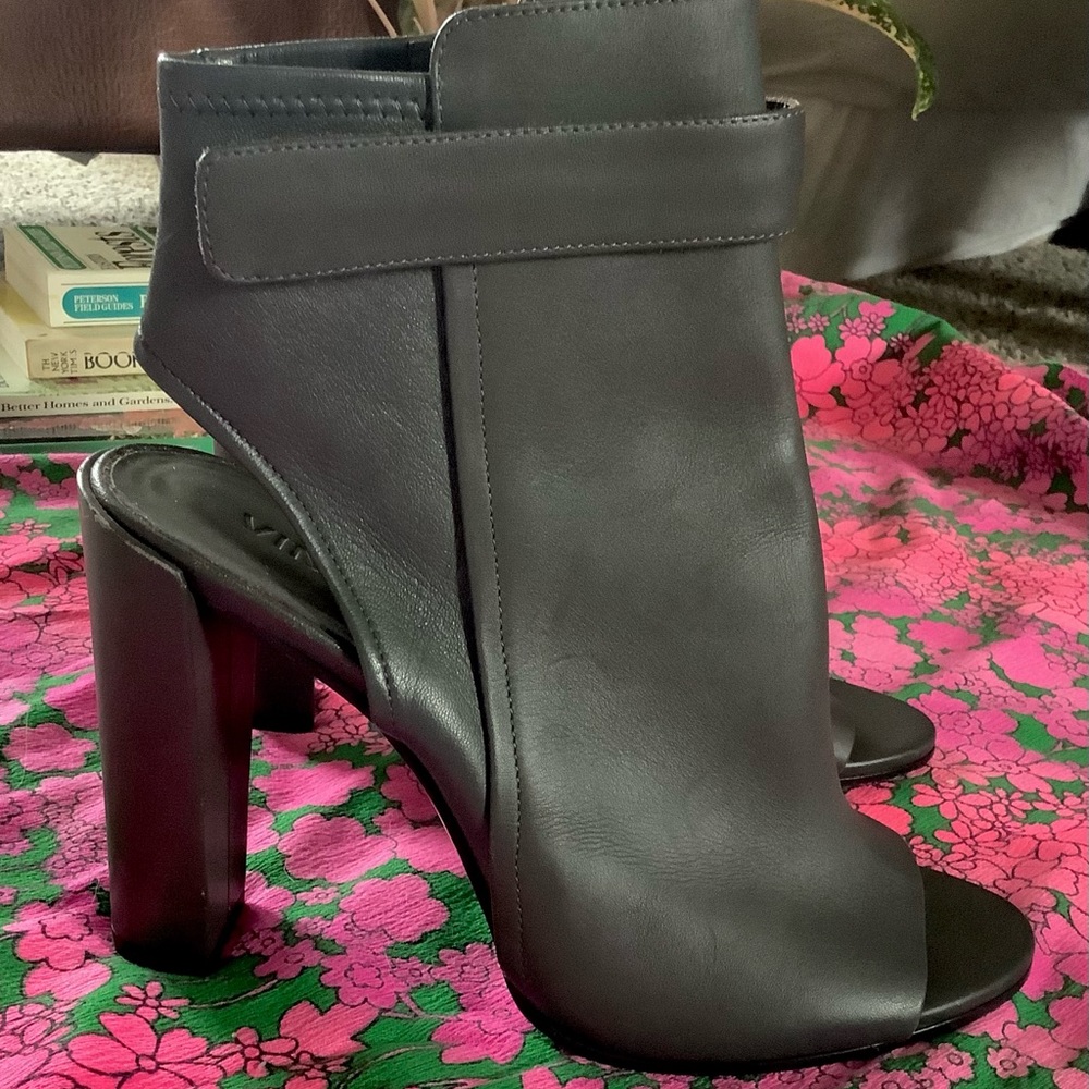 Reserved - VINCE Brigham Leather Peep Toe Bootie Graphite Gray